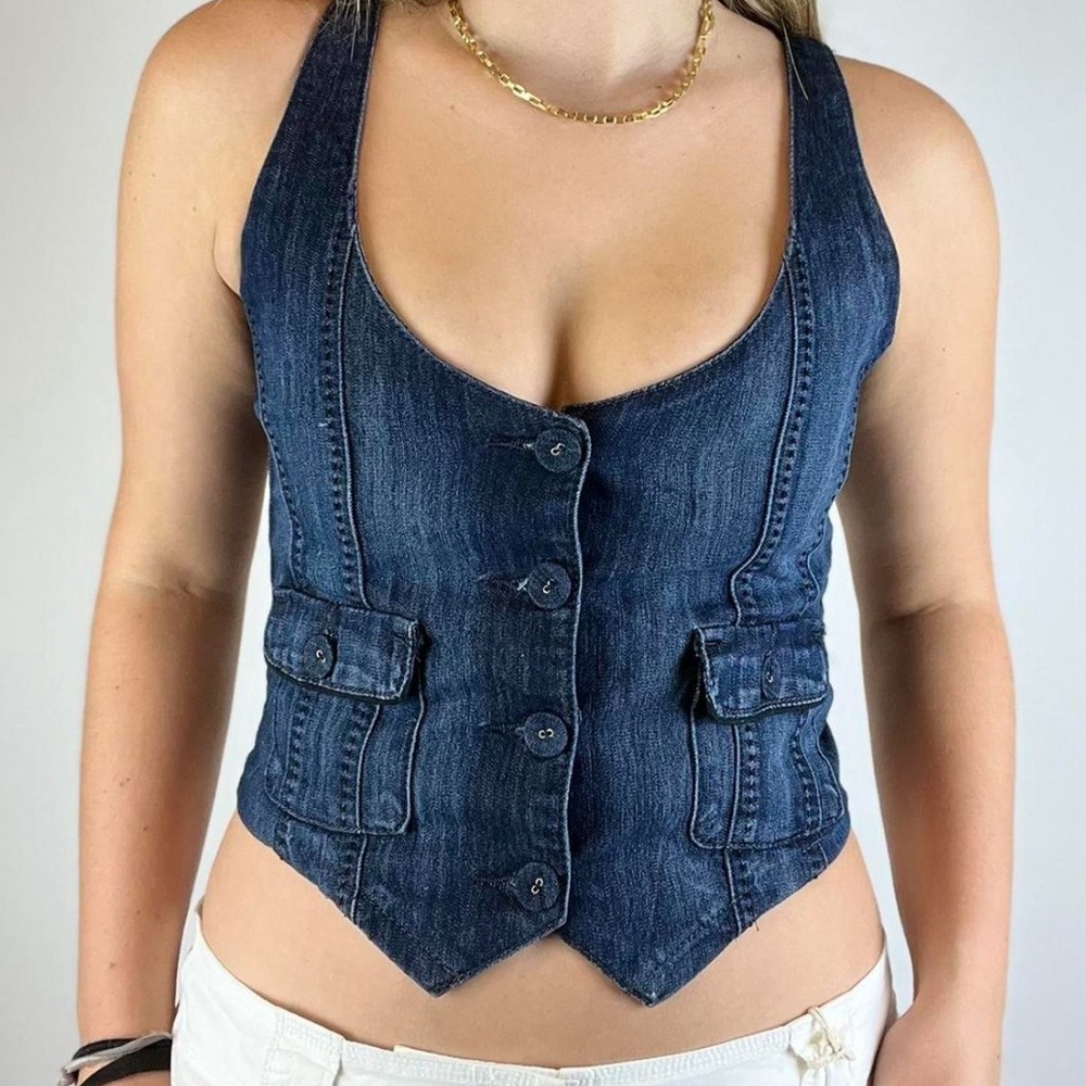 y2k denim micro vest